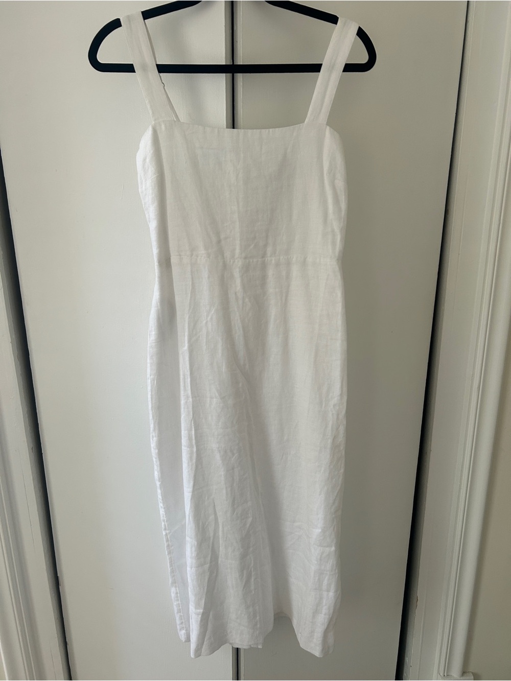 Abercrombie & Fitch White Linen Square-Neck Midi Dress